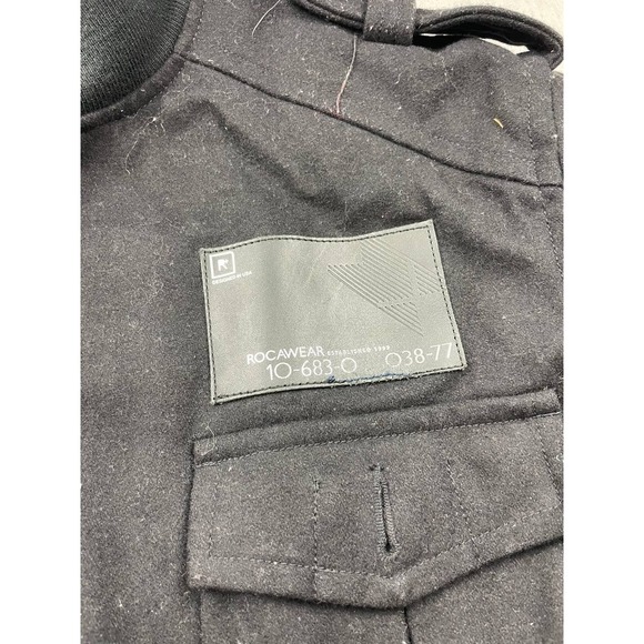 Rocawear Military Bomber Jacket Mens Size XL Black Button Front Long Sleeves - Picture 3 of 6